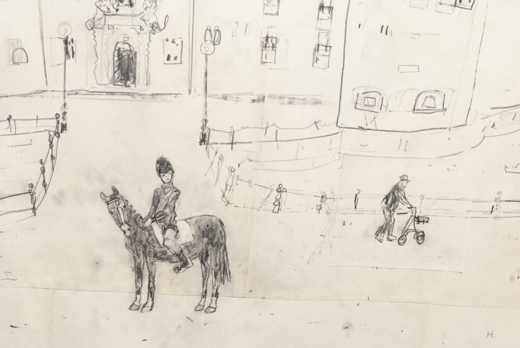 Teckning med en häst