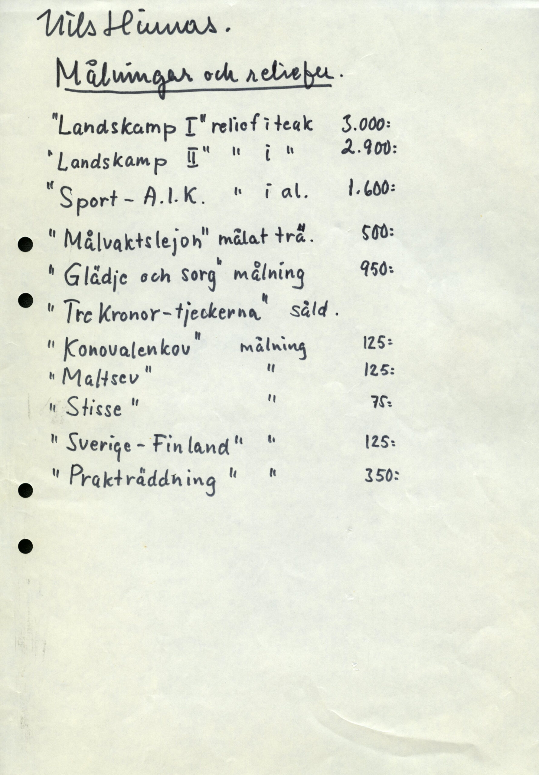 Nils Hinnas utställningslista 1971